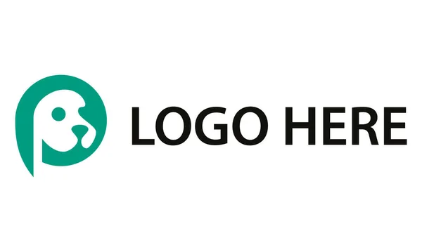 Green Color Initial Letter Negative Space Dog Head Logo Design — Archivo Imágenes Vectoriales