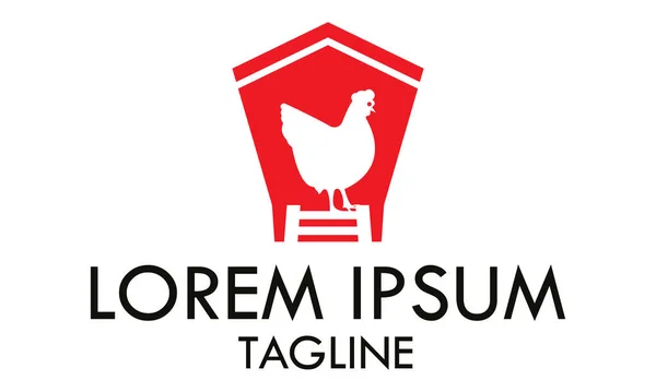 Red Color Animal Chicken Logo Design — Image vectorielle