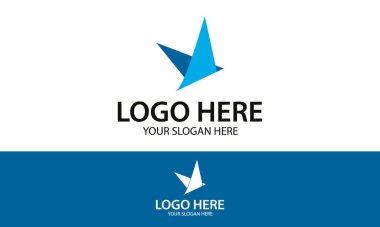 Blue Color Simple Bird Paper Logo Design