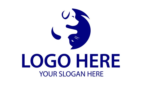 Blue Color Animal cat and Dog Circle Logo Design