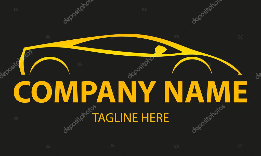 Yellow Color Luxury Car Logo Design