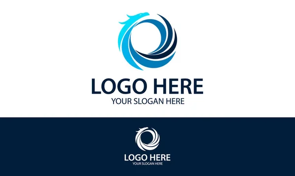 Círculo Cor Azul Abstrato Pássaro Logotipo Design — Vetor de Stock