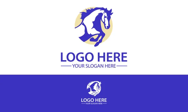 Cor Azul Cavalo Cabeça Salto Círculo Logotipo Design —  Vetores de Stock