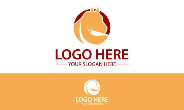 オレンジカラー馬頭円抽象ロゴデザイン — ストックベクタ