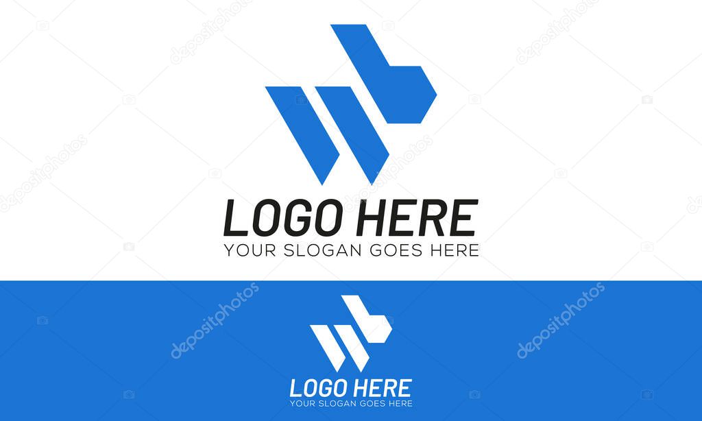 Blue Color Initial Letter W Simple Shape Rabbit Logo Design