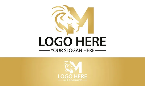 Luxury Yellow Color Αρχικό Γράμμα Αρνητικό Space Lion Face Logo — Διανυσματικό Αρχείο