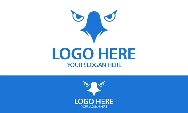 Diseño Logotipo Cara Águila Espacio Negativo Color Azul — Vector de stock