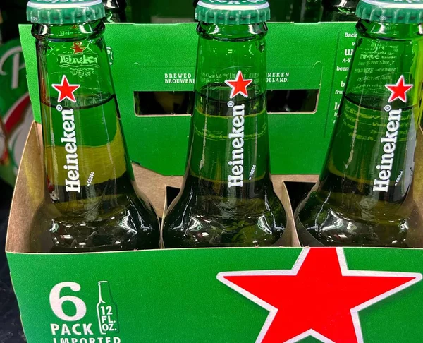 Heineken beer closeup shot 