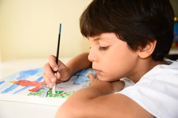 Niño dibujo foto de verano Imagen de archivo