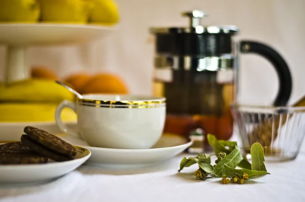 Ceremonia de té con té de tilo (tilia) —  Fotos de Stock