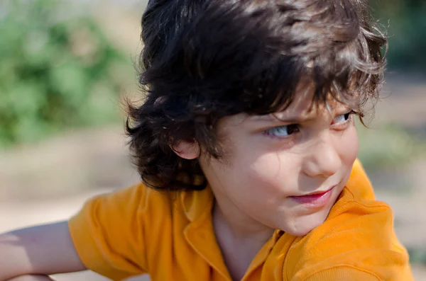 Happy boy outdoors close ups — Stock Photo, Image