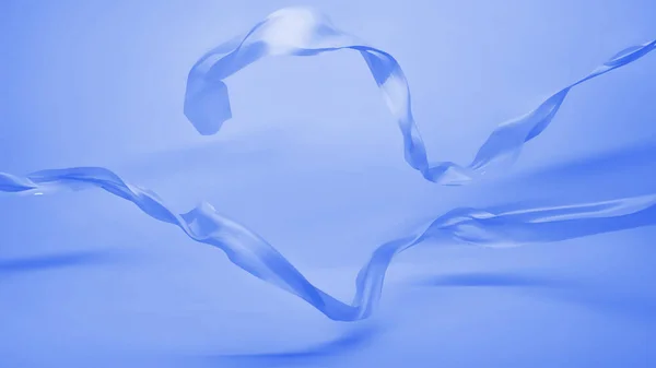白い背景の上に滑らかなエレガントな青い透明な布が区切られます。飛んで生地のテクスチャ. — ストック写真