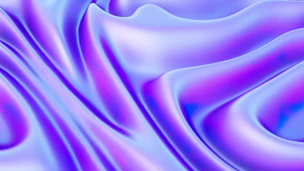 Tela tela gradiente ondas fondo abstracto. Superficie ondulada de cromo iridiscente. Superficie líquida, ondulaciones, reflejos. ilustración de renderizado 3d. Vídeo 4K. — Vídeo de stock