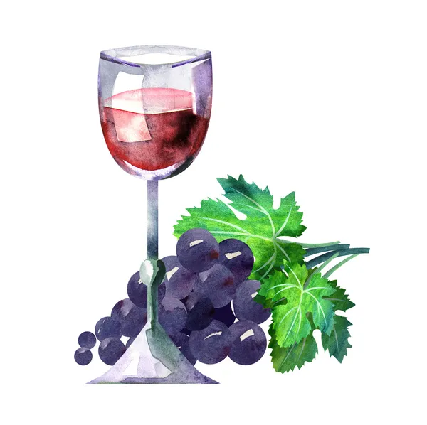 Glass of Red Wine and Grape — Stock Photo, Image