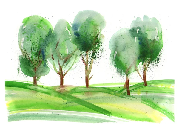 Watercolor Trees — Stock Photo, Image