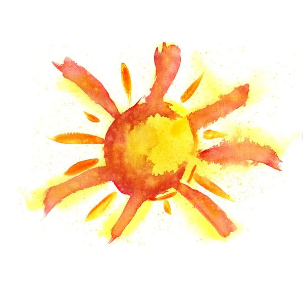 Aquarela sol — Fotografia de Stock