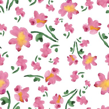 suluboya çiçek seamless modeli