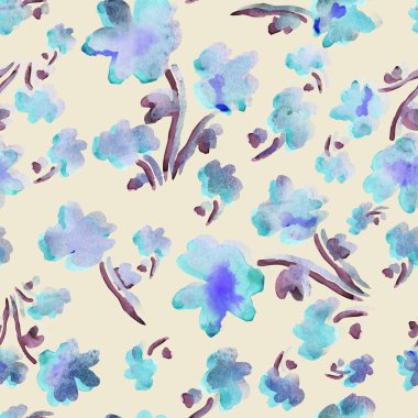 suluboya çiçek seamless modeli