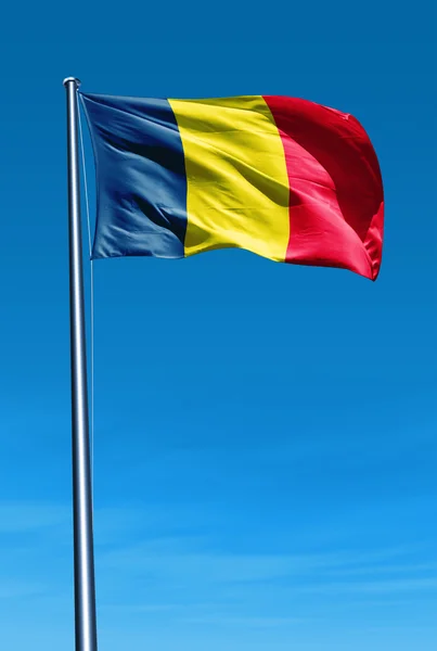 乍得国旗在风中飘扬 — 图库照片