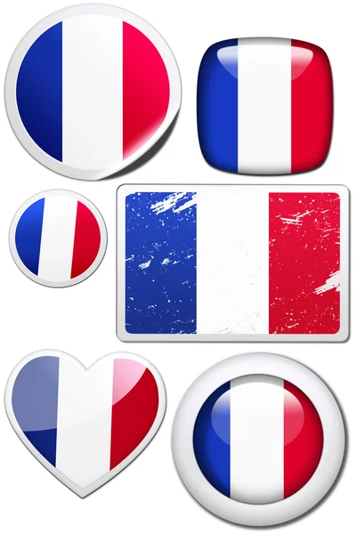 Conjunto de autocolantes e botões - França — Fotografia de Stock