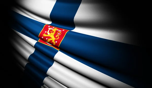 Finland flag waving on the wind — Stock Photo, Image