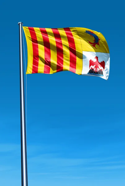 Bandera de Provenza-Alpes-Cote dAzur (Francia) ondeando al viento — Foto de Stock