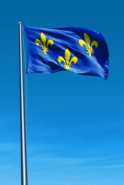 Ile-de-France (Francia) bandera ondeando en el viento — Foto de Stock