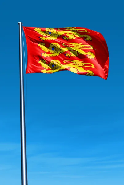 Haute Normandie (França) bandeira acenando ao vento — Fotografia de Stock