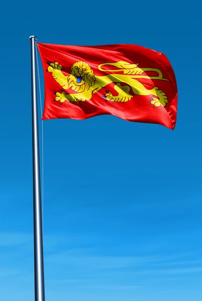Bandeira da região da Aquitânia Francesa acenando ao vento — Fotografia de Stock