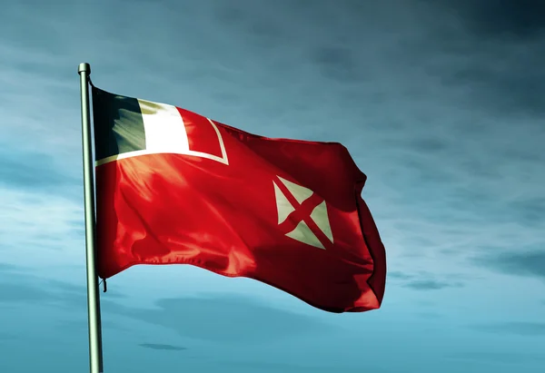 Bandera Wallis y Futuna (FRANCIA) ondeando al viento — Foto de Stock