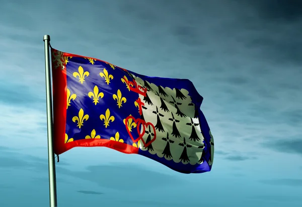 Pays de la Loire (France) flag waving on the wind — Stock Photo, Image