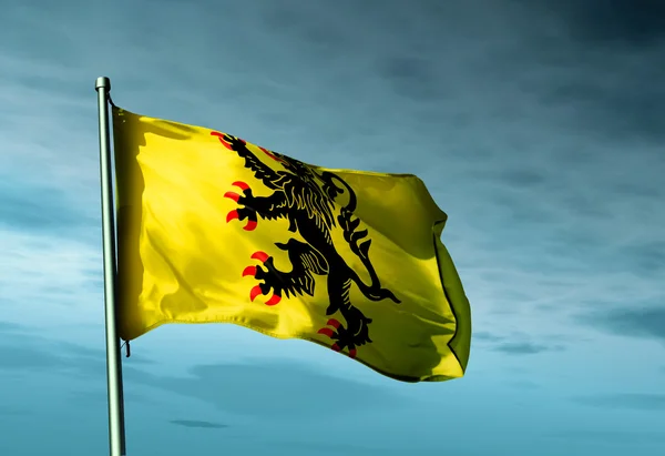 Nord-Pas-de-Calais (França) bandeira acenando ao vento — Fotografia de Stock