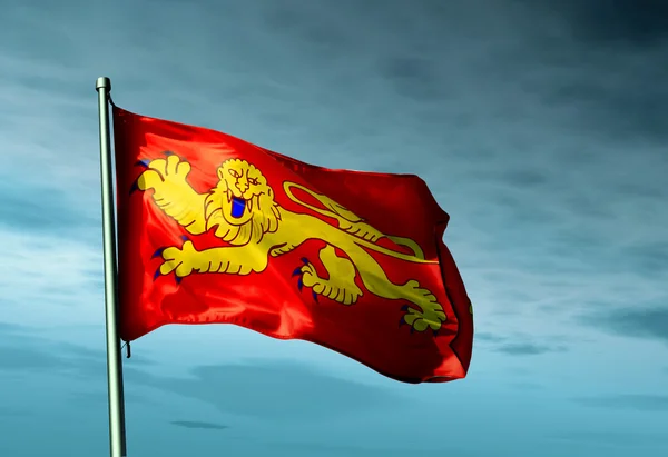 French Aquitaine region flag waving on the wind — Stock Photo, Image