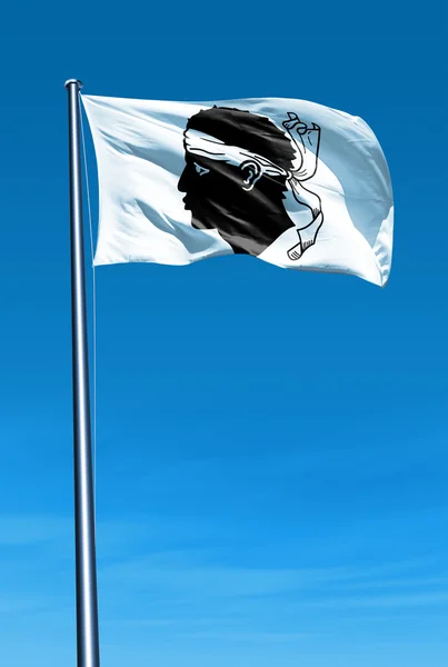 Bandera de Córcega (Francia) ondeando al viento Fotos de stock
