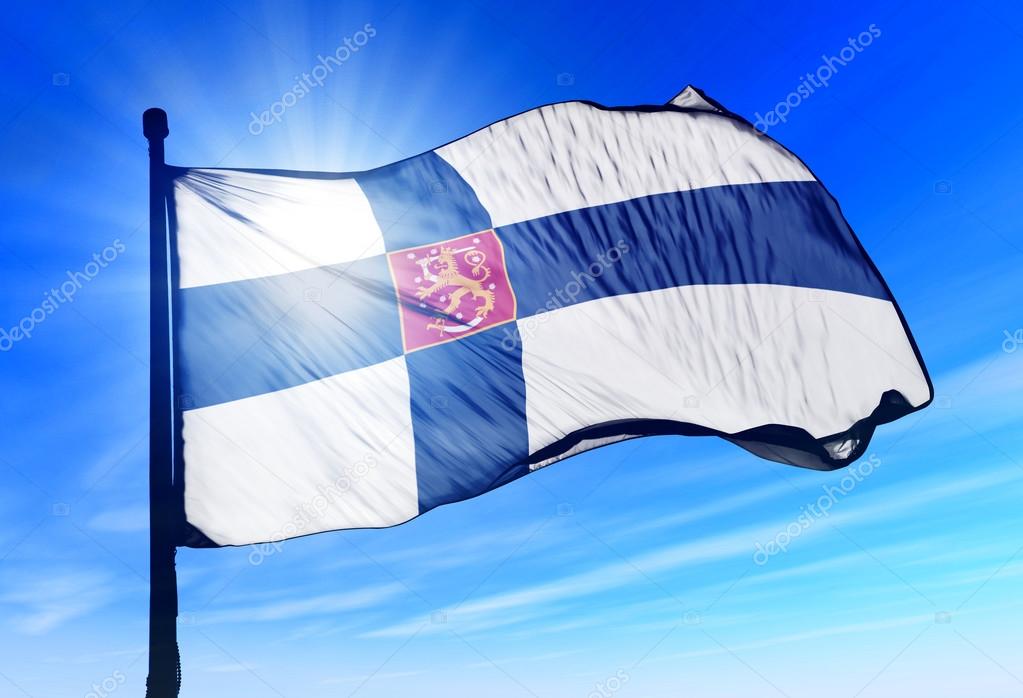 Finland flag waving on the wind