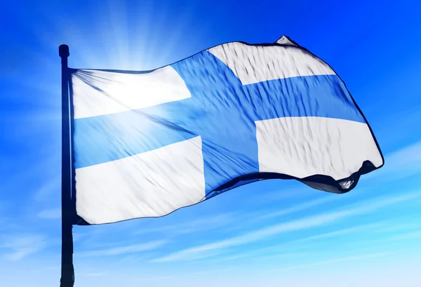 Marseille (Frankrike) flagga vajande på vinden — Stockfoto