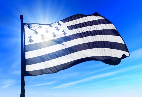 Brittany (France) flag waving on the wind — Stock Photo, Image