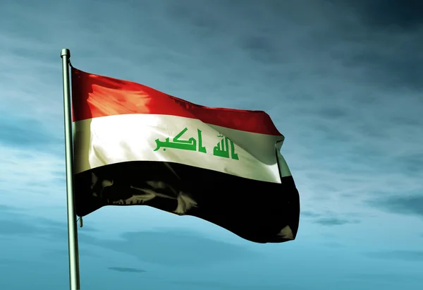 Iraq flag waving on the wind — Stock Photo, Image
