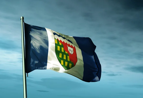 Bendera Wilayah Barat Laut (Kanada) melambai pada angin — Stok Foto