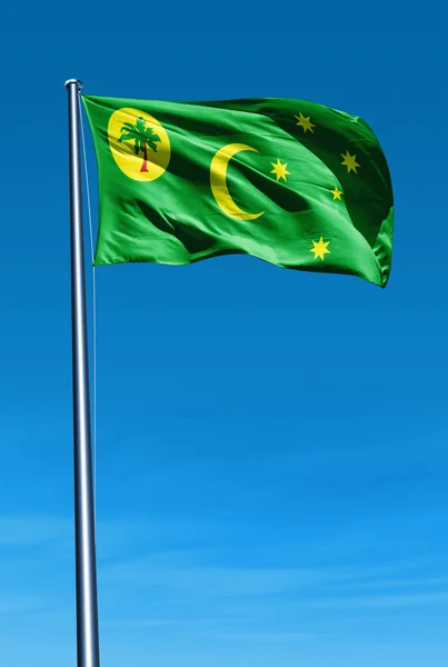 Cocos (Keeling) Bandiera delle isole sventola sul vento — Foto Stock
