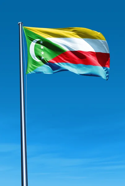 Rüzgarda sallayarak Komor bayrağı — Stok fotoğraf
