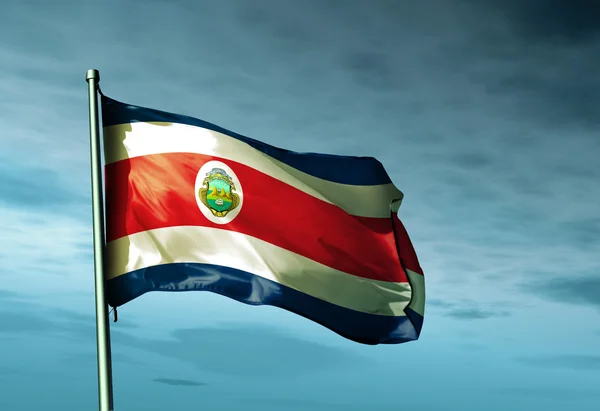 Коста-Ріка прапор махав на вітрі — стокове фото