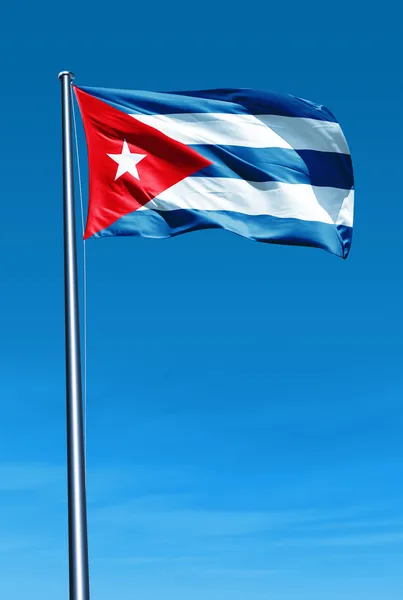 Κούβα σημαία κυματίζει με τον άνεμο — Φωτογραφία Αρχείου