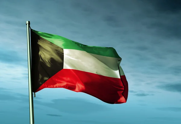 Kuwait flag waving on the wind — Stock Photo, Image