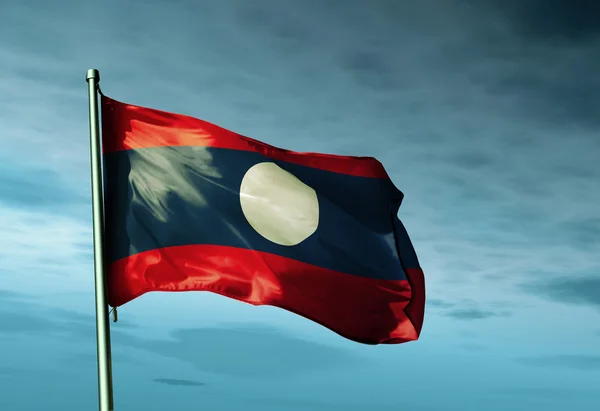Bandera de Laos ondeando en el viento — Foto de Stock