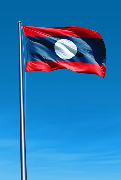 Drapeau du Laos agitant le vent — Photo