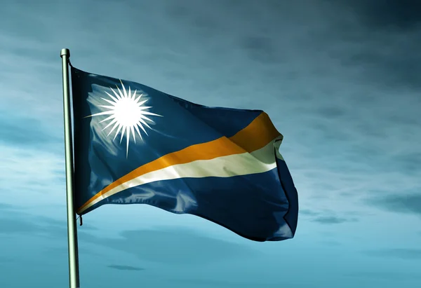 Marshall eilanden vlag zwaaien op de wind — Stockfoto