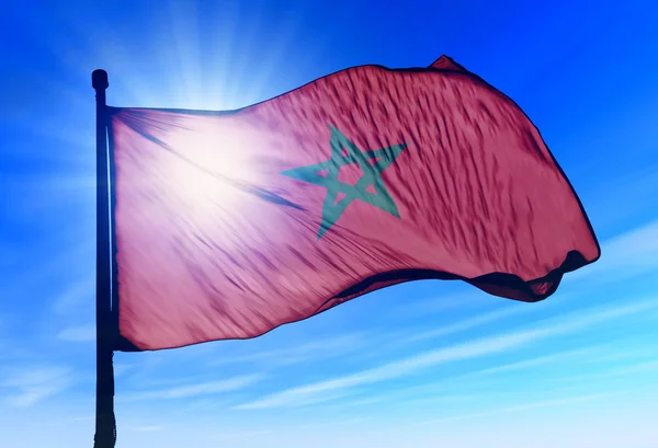 Bandera de Marruecos ondeando en el viento — Foto de Stock