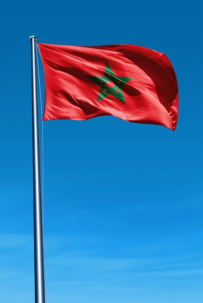 摩洛哥国旗在风中飘扬 — 图库照片