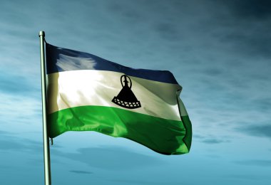 rüzgarda sallayarak Lesoto bayrağı